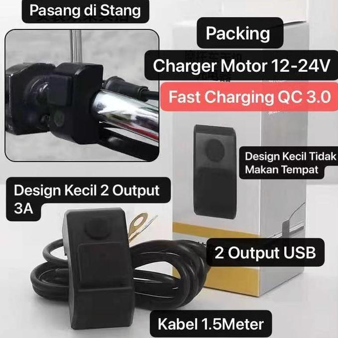 MOUWIZ MLD-003 Charger Sepeda Motor 3 Ampere Anti Air Hujan Tombol On Off