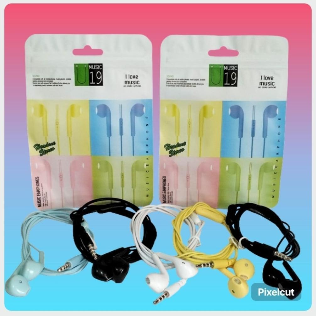 DY ( GROSIR ) HF HANDSFREE HEADSET EARPHONE HEADPHONE MACARON U19 SUARA JERNIH DAN BASS