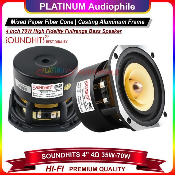 Speaker Full range Bass 4 Inch 4 ohm 70W Hifi Speker 4" Fullrange Aluminium Frame Soundhits SQ-406S