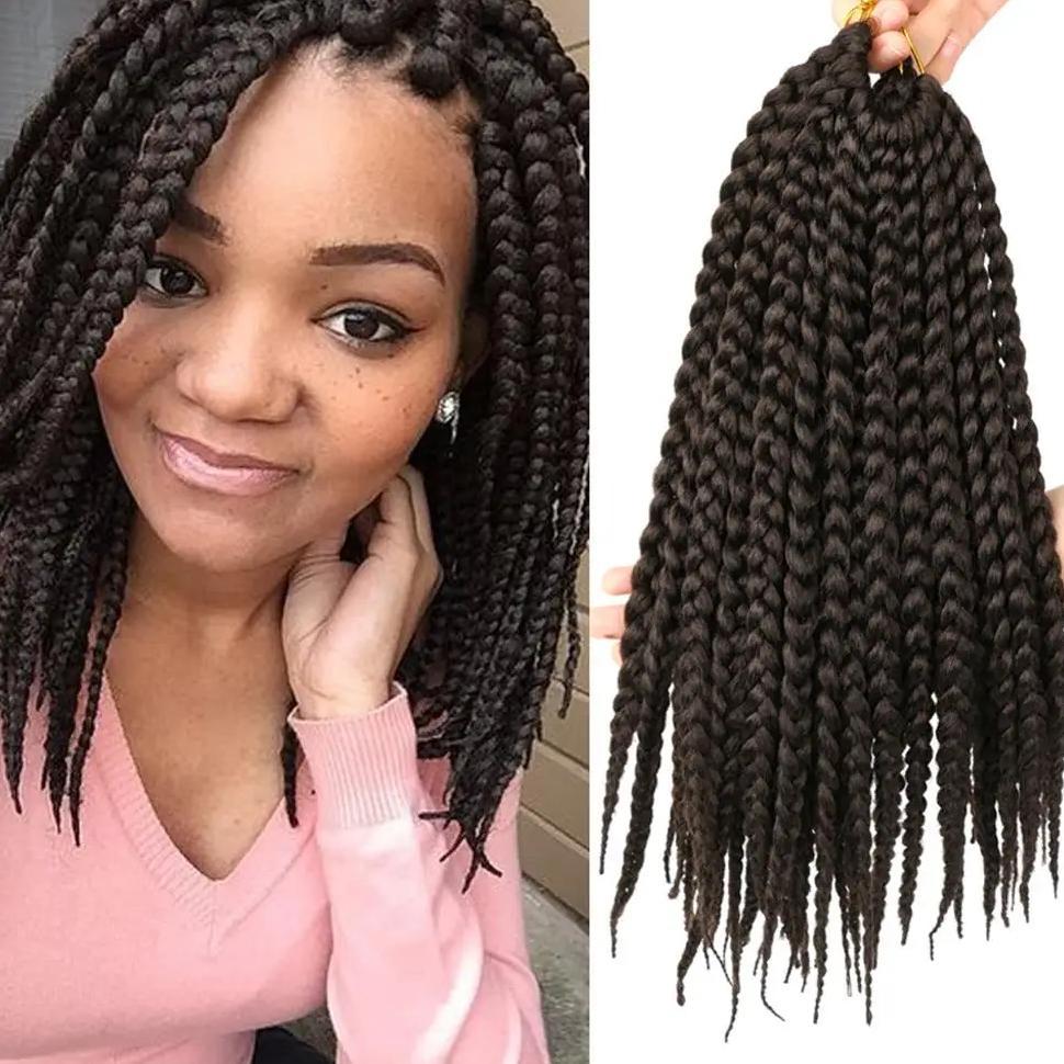 14 Inch Short Box Braids Crochet Hair Synthetic Bob Braids Cute Crochet Braids Stylish Sporty Black 