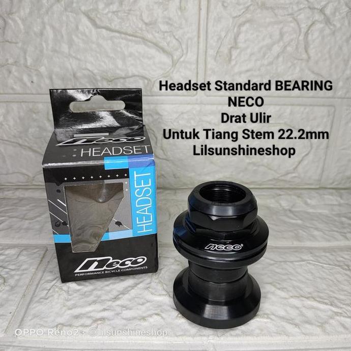 Headset Standard Bearing NECO Alloy Untuk Fork Drat Ulir 25.4mm Dengan Tiang Stem Insert 22.2mm Sepe