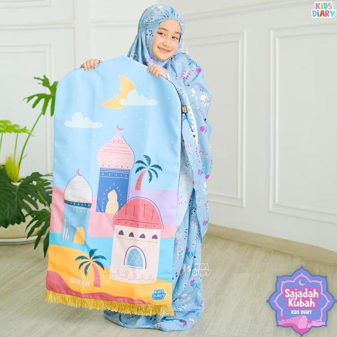 Sajadah Kubah Anak Custom Nama SK1F Canvas Mix Anti Slip Busa Gold Tassel Nyaman Tebal Motif Digital