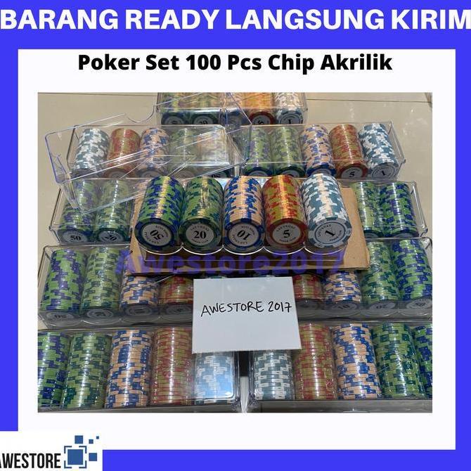 Poker Chip Set 100 pcs Acrylic Box Koin Coin Casing Akrilik Board Game Card Permainan Kartu Asah IQ