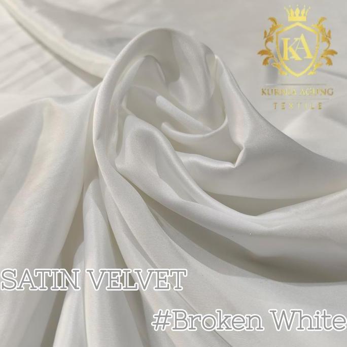 Ready PROMO MURAH  KAIN BROKAT BORDIR + SATIN WARNA BROKEN WHITE PREMIUM BAHAN DRESS KEBAYA METERAN
