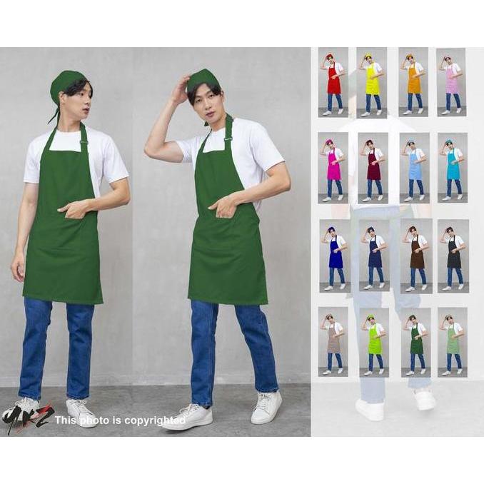 Allthebest- APRON POLOS HIJAU BARISTA /RESTO/CAFE/WAITERS/APRON KITCHEN CUSTOM