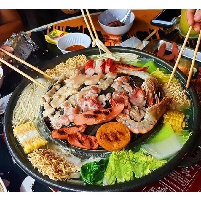 Panci Grill Pan Shabu Shabu Sukiyaki Bulgogi Pan 2 in 1 Hotpot Kompor
