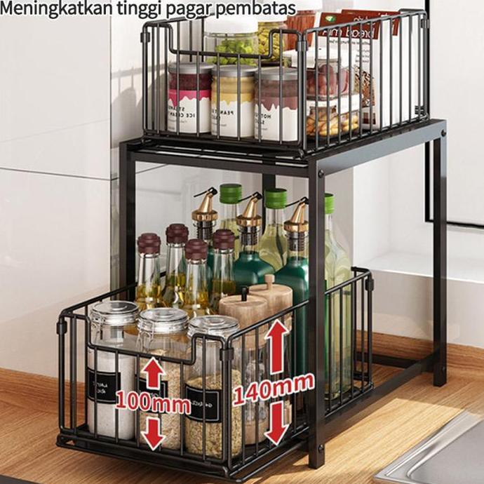 Rak dapur Di bawah rak wastafel Rak tarik laci lemari dapur