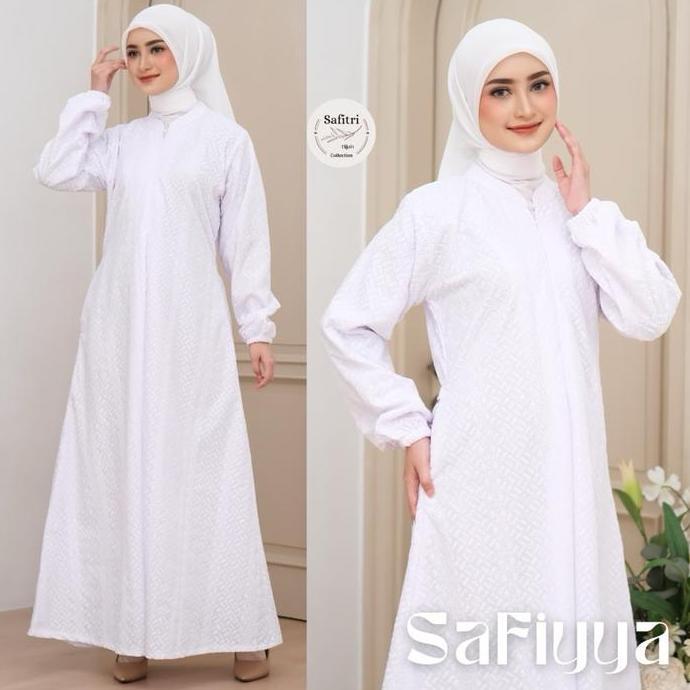 SAFIYYA DRESS Gamis Umroh Manasik Haji Ihram Lebaran Kondangan Daily Homey kombinasi bordir Bahan Te