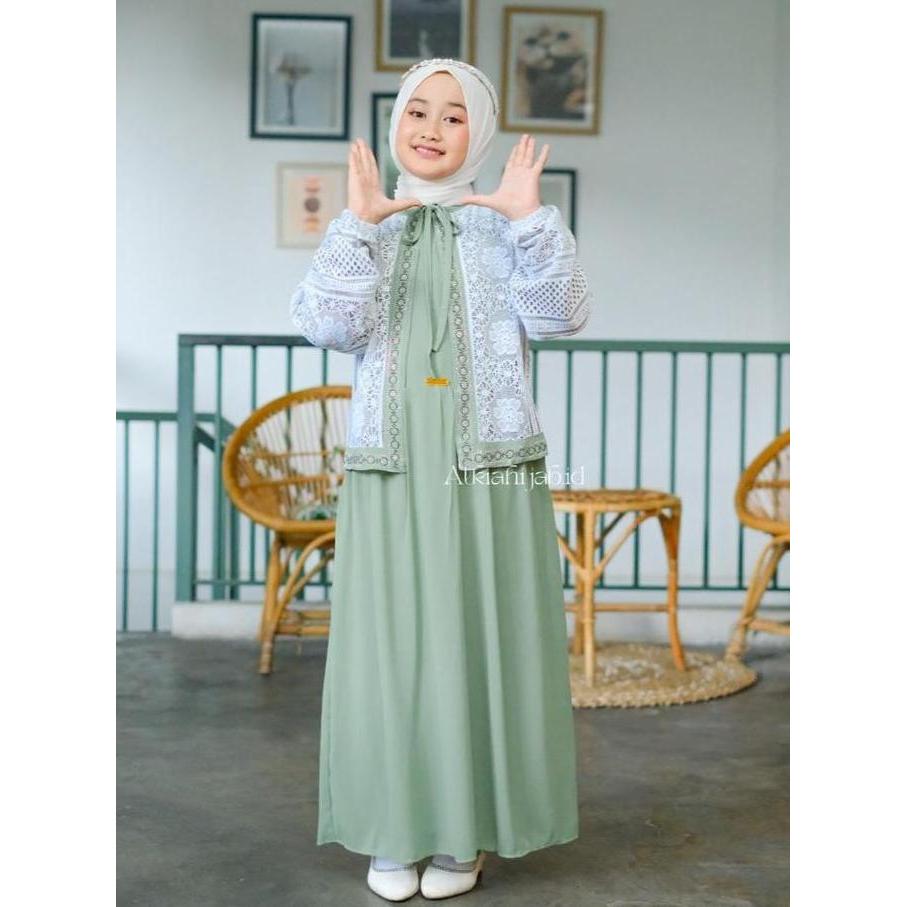 Andin Gamis Abaya Anak Remaja Tanggung Usia 6-17 Tahun Bahan Ceruti Babydoll Mix Payet Motif Payet E