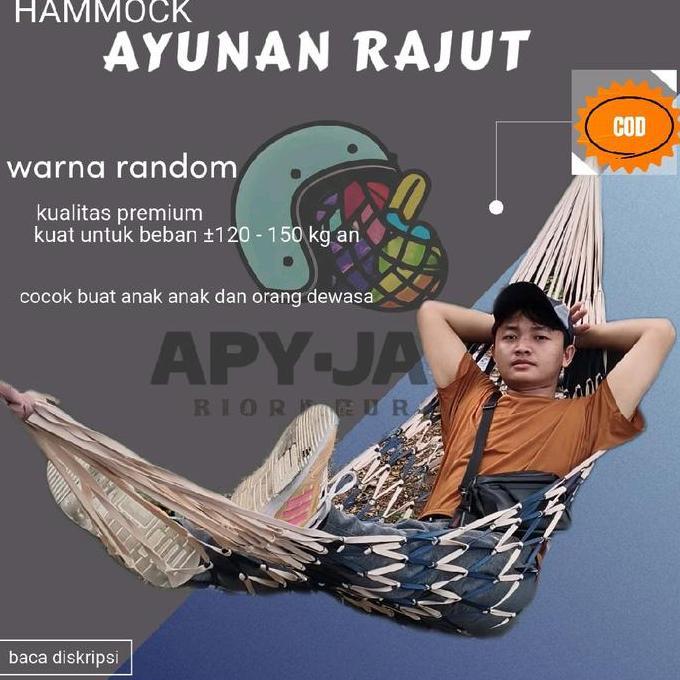 abdulgragasi - hammock ayunan rajut || ayunan gantung di pohon || ayunan jaring panjang 250 cm campi