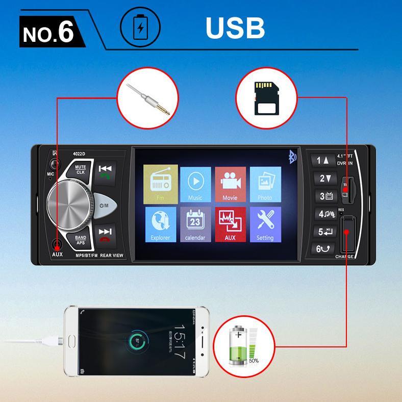 Single Din 4022D Tape Audio Mobil Lcd 4.1 Inch Bluetooth Mp5 Mp3 Media Player Monitor Tape Audio Mob