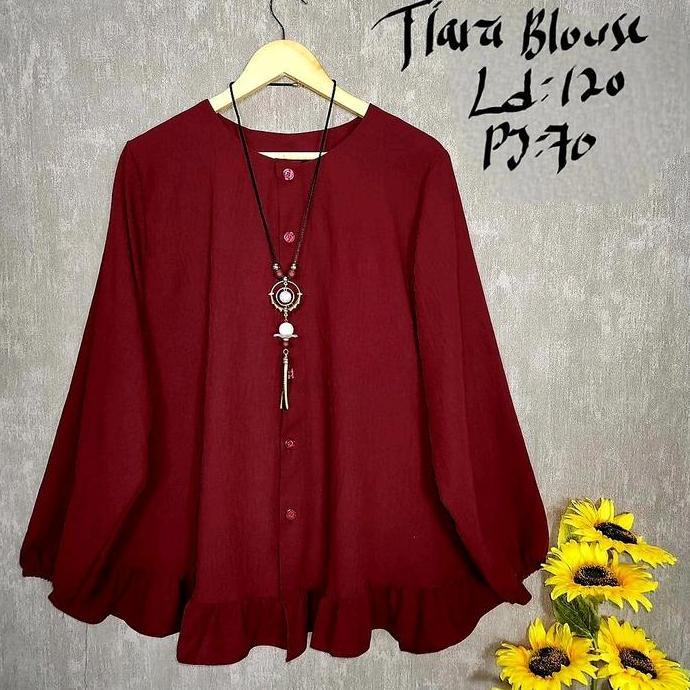 Wkwkwk- Tiara Blouse Atasan Jumbo Wanita Kemeja Blus Ld120 Bigsize Hijab Muslimah Fashion Baju Wanit