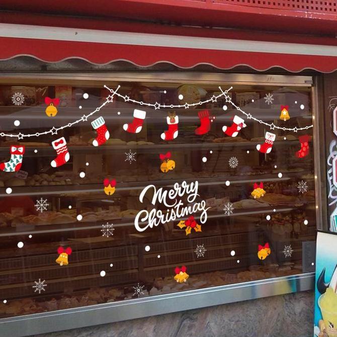 Wfhgx- Sticker Natal Dekorasi Natal Sticker Kaca Film Christmas Seri B