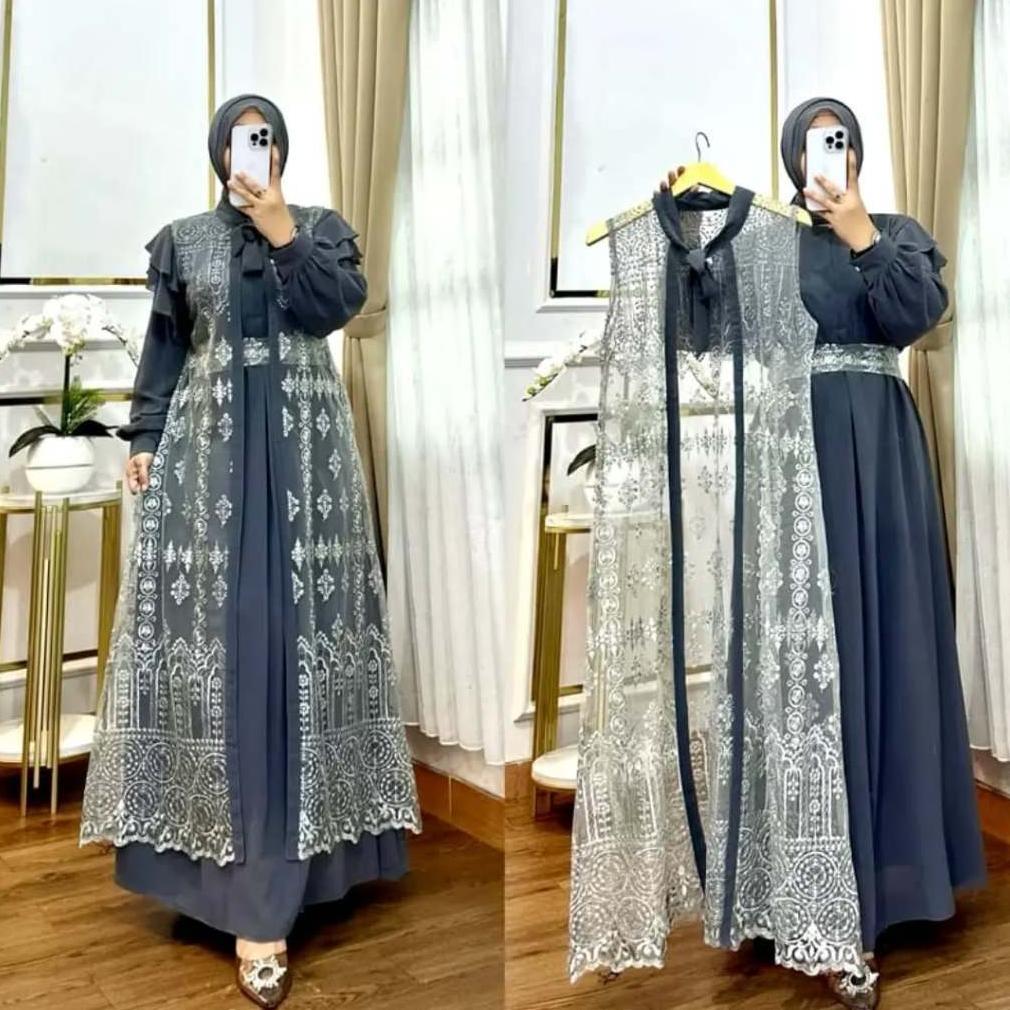 FREE ONGKIR DRESS BRUKAT NASHITA DRESS GAMIS PESTA MEWAH CERUTY MIX BRUKAT DRESS GAMIS PESTA WARNA G