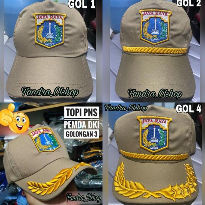 DB19 - Topi PNS Pemda DKI Jayaraya Golongan 3 Bordir Timbul 3D Warna Khaki