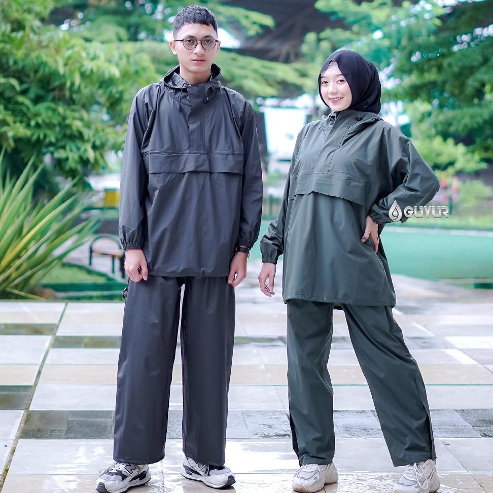 ORIGINAL JAS HUJAN KANGAROO RAINCOAT SAKU ANTI BOCOR KANTUNG KANGGURU SETELAN PRIA WANITA DEWASA RAI