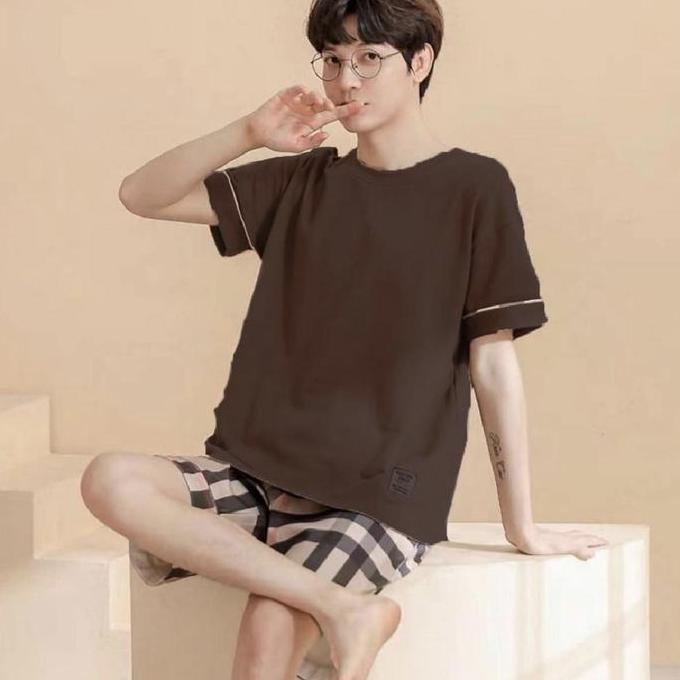 BAJU TIDUR PRIA KAOS SPANDEX IMPORT SET CELANA PENDEK BIG SIZE 3XL