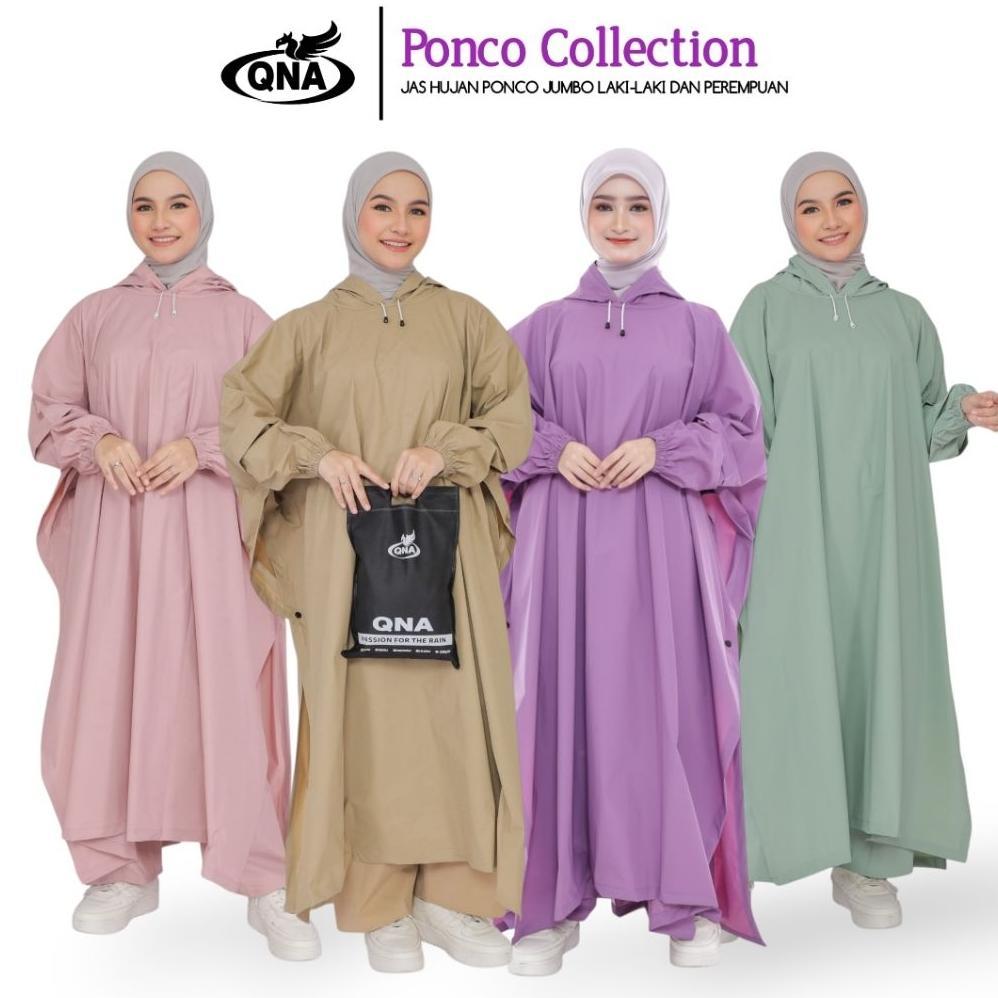 PREMIUM JAS HUJAN PONCO LENGAN KELELAWAR PRIA WANITA DEWASA BY QNA JUMBO