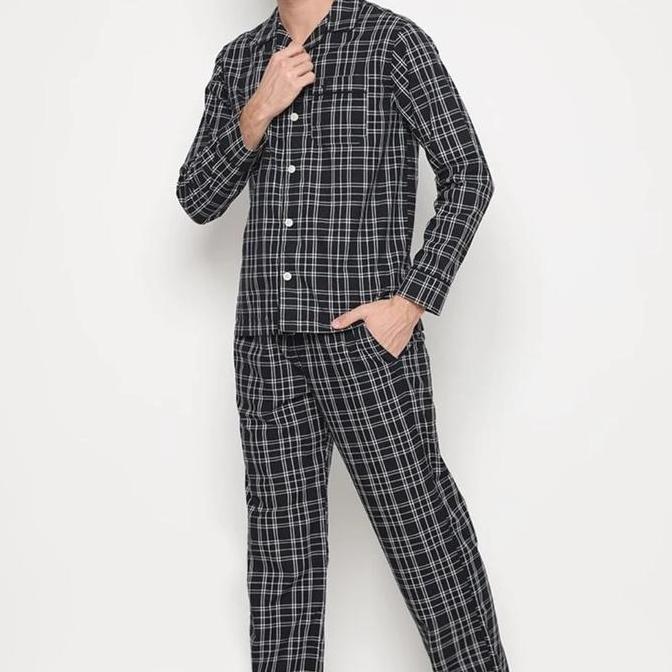 SET PIYAMA BYFORD BAJU + CELANA PYJAMAS LONG PANT celana tidur pria panjang piama kolor kotak dalama