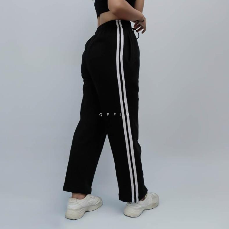 HEMAT LUAR BIASA QeelaOfficial - Celana Training Wanita List Strip Sporty Longpants Trening Olahraga