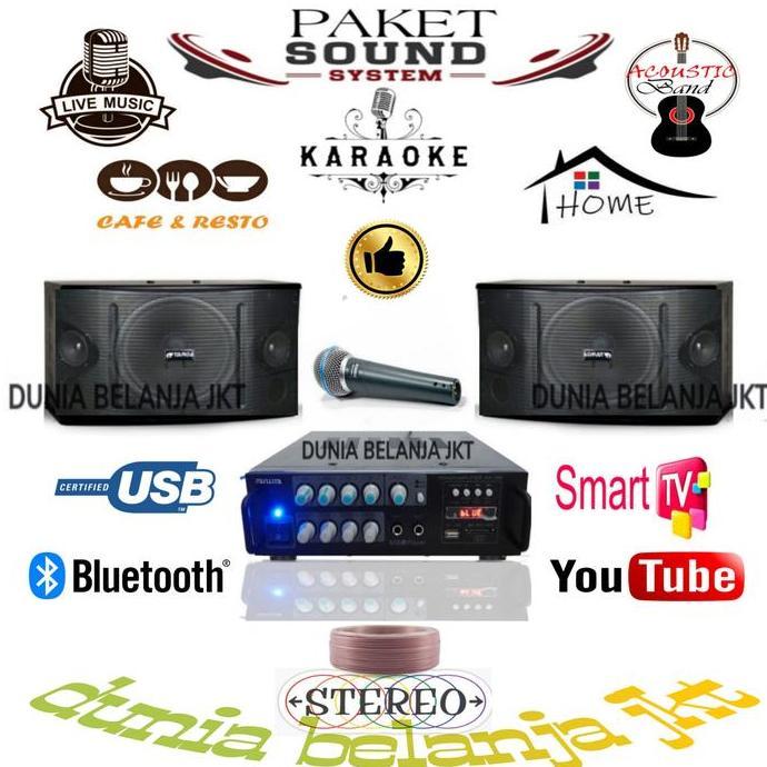 Paket Sound System Karaoke Cafe Resto Indoor Outdoor Speaker 8 Inch Promo