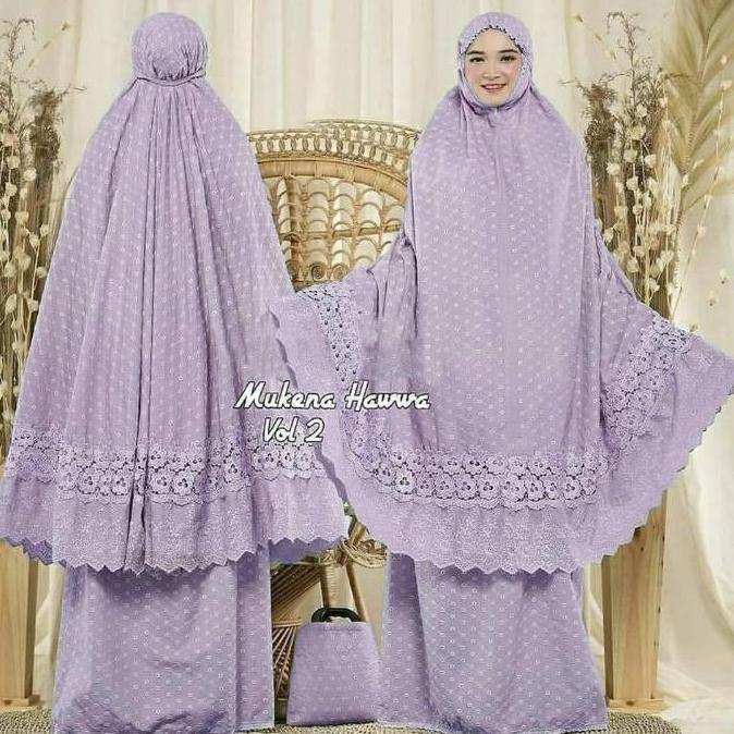 (KATUN PREMIUM) MUKENA DEWASA KATUN PARIS HAWA WARNA ORIGINAL Mukenah Nyaman Bordir Muslim Panjang A
