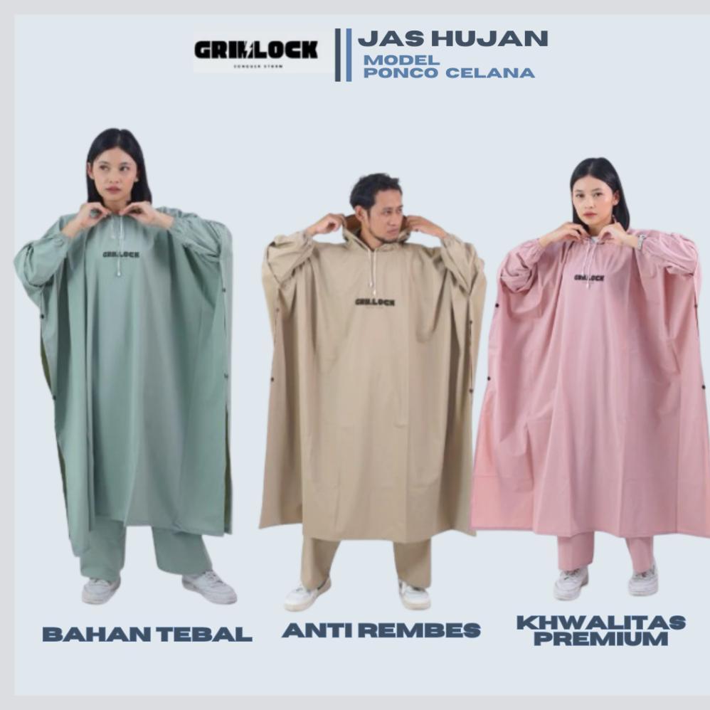 PREMIUM JAS HUJAN PONCO KELALAWAR JUMBO PRIA WANITA TERBAIK PVC KARET TEBAL MANTEL HUJAN TERLARIS OR