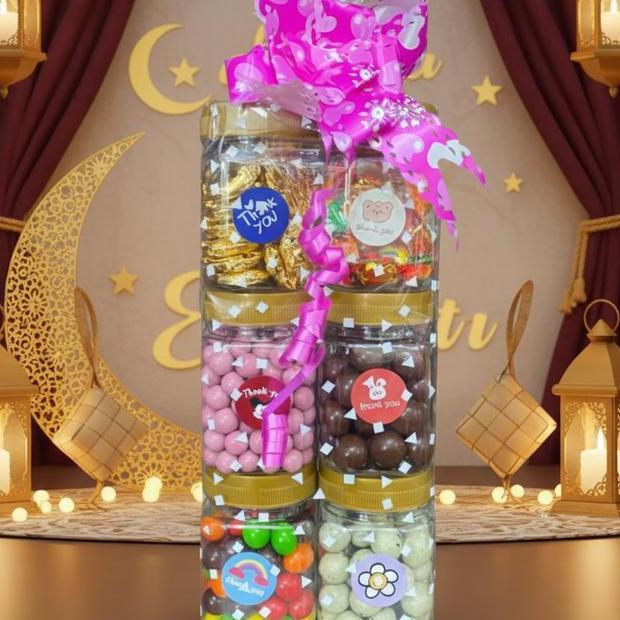 Paket Susun Toples Coklat Lagie, Alpenliebe, Naraya - Coklat Lagie Mini Pink, Warna, Planet, Febby, 