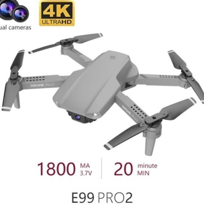 Telesayang - Rc Drone E99 Pro 2 Clone DJI MAVIC Mini Wifi Fpv Dual Camera 4K CCTV Wifi Alttitude Hol