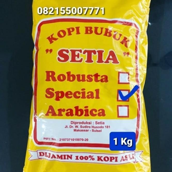 Kopi Setia Spesial (Arabica+Robusta) 1Kg- Bubuk/Biji -Khas Makassar Pasti Diskon