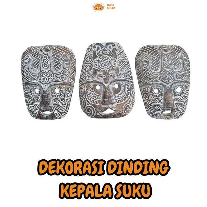 Produk Terbaik] Dekorasi Dinding Kepala Suku Antik - Pajangan Dinding Suku Asmat - Patung Suku Asmat
