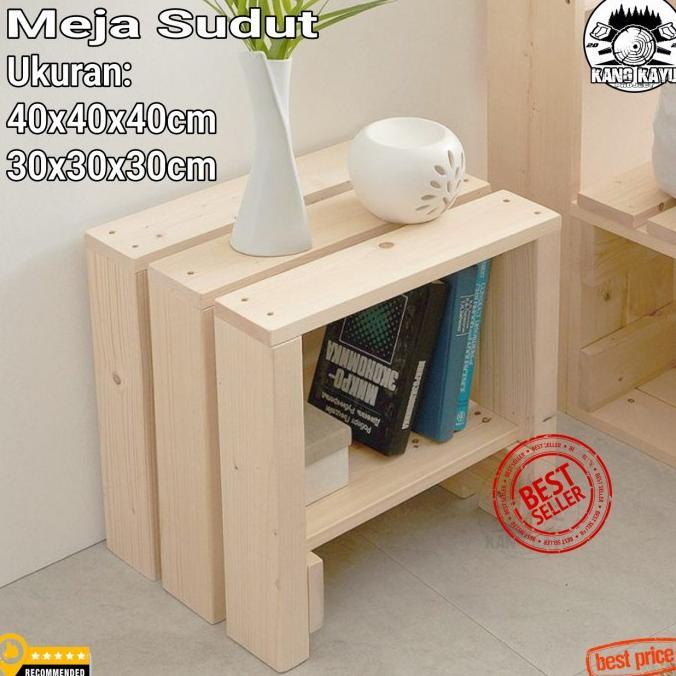 [BEST BUY] Meja sudut kecil dekorasi kayu minimalis jati / mahoni