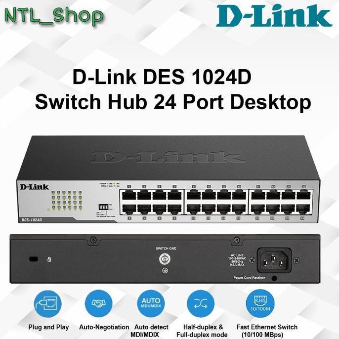 D-Link DES 1024D Switch Hub 24 Port Desktop    Dlink DES 1024D