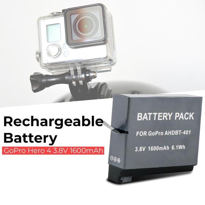 Battery Replacement & Dual Charger Gopro Hero 4 Silver - Baterai Gopro Hero 4 Black