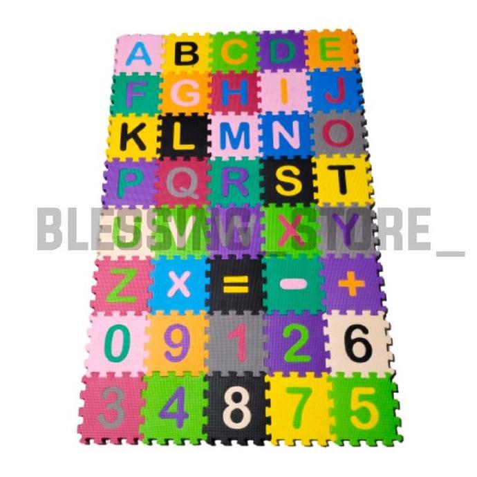 VIRALL KARPET PUZZLE ANGKA DAN HURUF 15X15 CM TEBAL 2 CM ISI 40 PCS PLAYMATE/MATRAS PUZZLE/KARPET ''