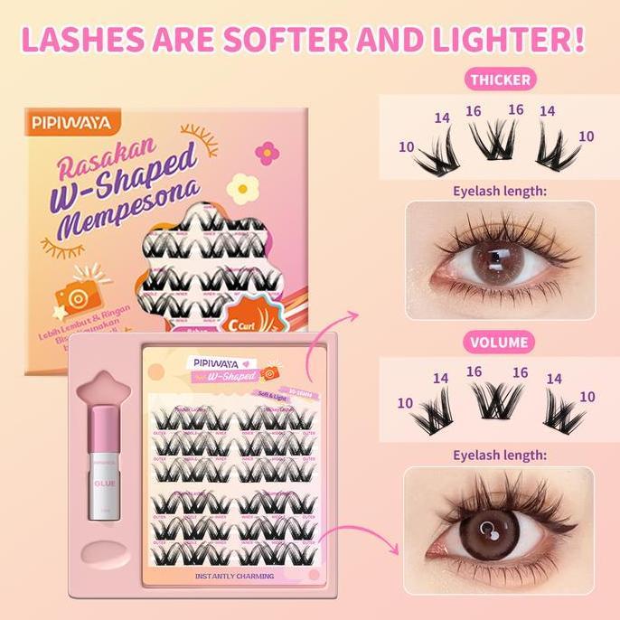 Moumou- Pipiwaya Paket Ekstensi Bulu Mata Eyelash Extension 10-16Mm - Klaster Bulu Mata Tipis, Lengk