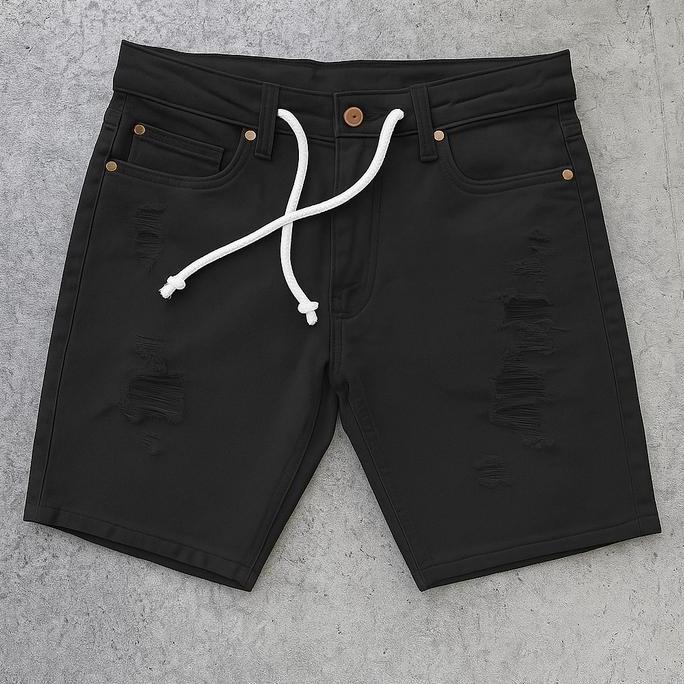Larisyaa- Celana Pendek Distro // Celana Pendek Pria // Celana Pendek Jeans Sobek Tali Kolor Dewasa 