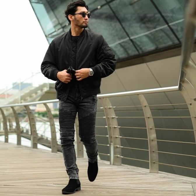 Larisyaa- Weird Jeans - Biker Cosmic Black - Celana Biker Jeans Pria Slimfit Strech Denim Fit Nyaman