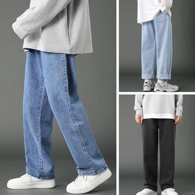 Larisyaa- Celana Jeans Pria Dewasa Jeans Pria Blue Jeans Straight Loose Jeans Celana Panjang 2024 Mu