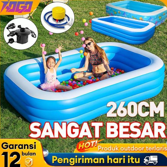 Playing- Kolam Renang Anak Kecil 3 Ring 260Cm Kolam Mandi Bola Pompa Tiup Inflatable Kolam Balon Ana