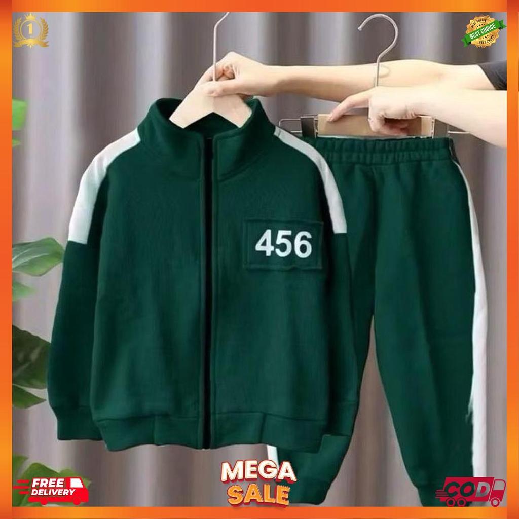 Setelan Jacket Anak Laki Laki Dan Perempuan Motif Squid Game Usia 1-10 Tahun Terbaru/ Set Pakaian An