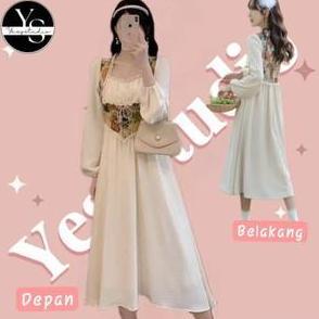 DS196 - DRESS MAXI LENGAN PANJANG PERANCIS RETRO VINTAGE