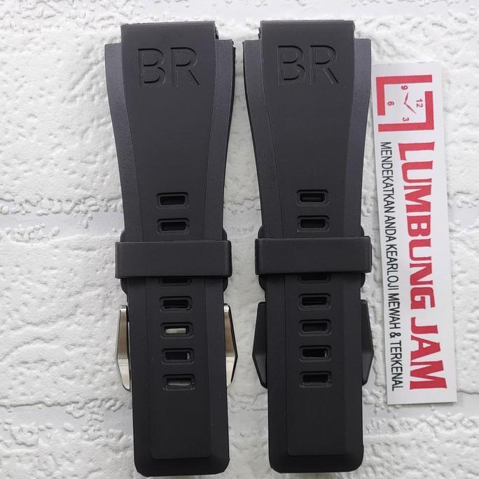 HIGH QUALITY BELL ROSS BLACK RUBBER STRAP UNTUK BR01 BR03 24mm