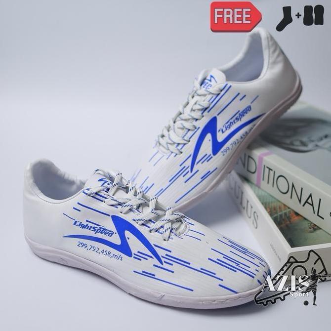 TERMURAH Promo Sepatu Futsal Specs Light Speed Reborn White Blue Original
