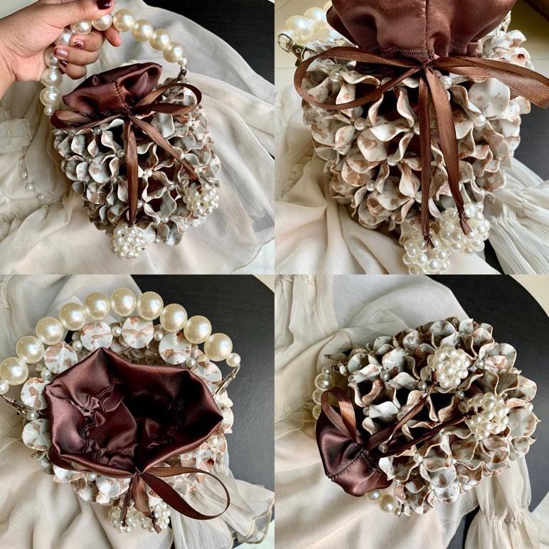 NEW Beaded Bag Bucket Warna Silver Berbagai Ukuran