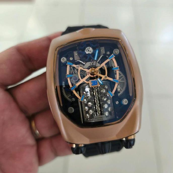 Ready Jam tangan Automatic Swiss JACOB & CO Bugatti Chiron Rosegold Silver Stainless steel