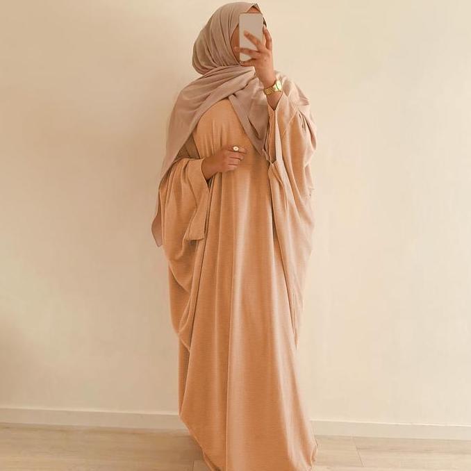 Premium Abaya Alhasbi Turki Hitam Batwing Gamis Haira Wanita Muslim Umroh Simple Crinkle Airflow Lem