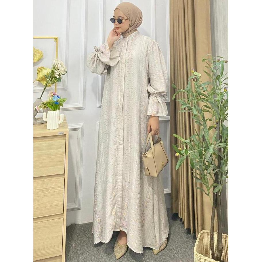Murah  Medina Dress Gamis Raya Series Lengan Panjang Bahan Viscose Jaguar Motif Elegan Untuk Tampila