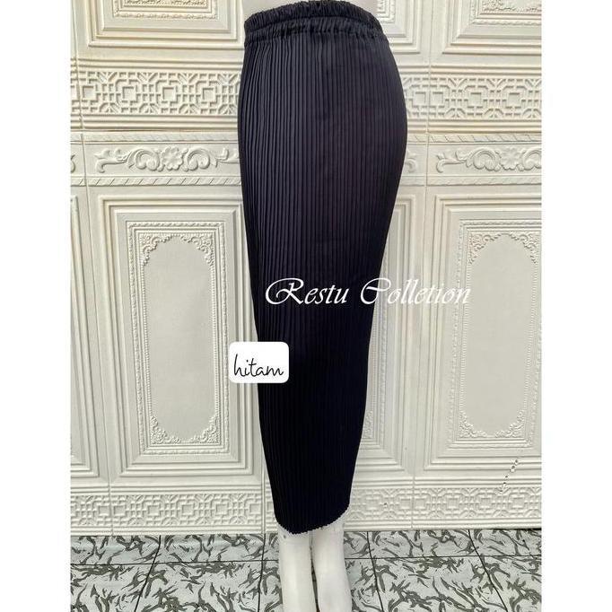 DI23 - Rok Plisket Polos Instan Bahan Semi Silk Sutra Premium Bawahan Kebaya Wisuda Pesta Warna Terl