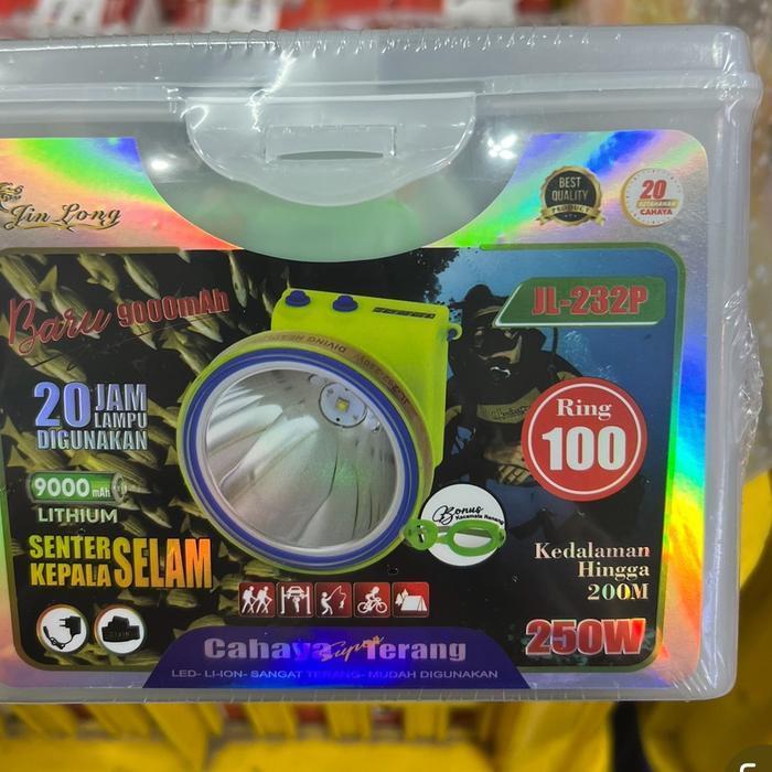 JINLONG JL-232 Senter Kepala Selam 300 watt/Headlamp Diving Super Teran